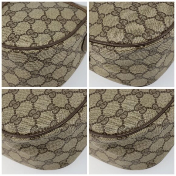 GUCCI GG Canvas Web Sherry Line Shoulder Bag PVC Leather Beige Red Auth 146151 - Picture 14 of 16